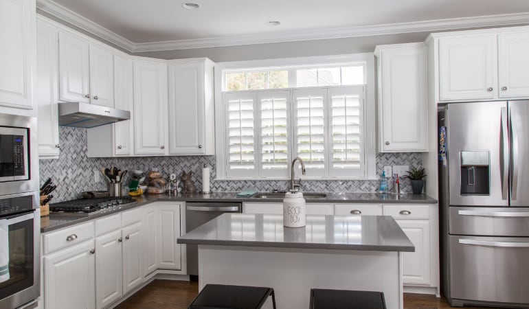 Polywood shutters in a Fort Lauderdale gourmet kitchen.
